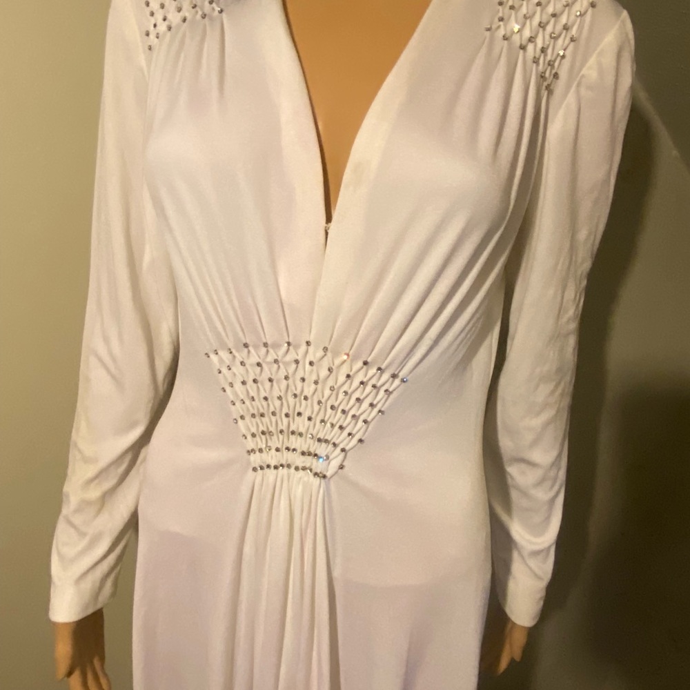 Vintage TALLY white flowing dress with rhinestones